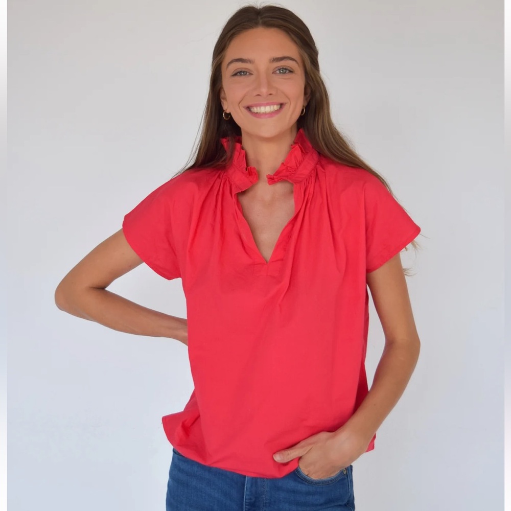 NWT Never A Wallflower Red Textured Puff Sleeve Peplum Top – Size S